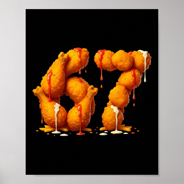 Poster 6 7 Meme Frango Frito 67 Pijamas Crianças Seis Set (Frente)