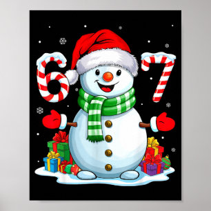 Poster 6 7 Meme Natal Divertido Boneco de Neve Seis Sete 