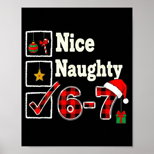 Poster 6-7 Meme Nice Naughty 67 Christmas Brain Rot Funny (Frente)