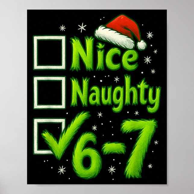 Poster 6-7 Meme Nice Naughty 67 Christmas Brain Rot Funny (Frente)