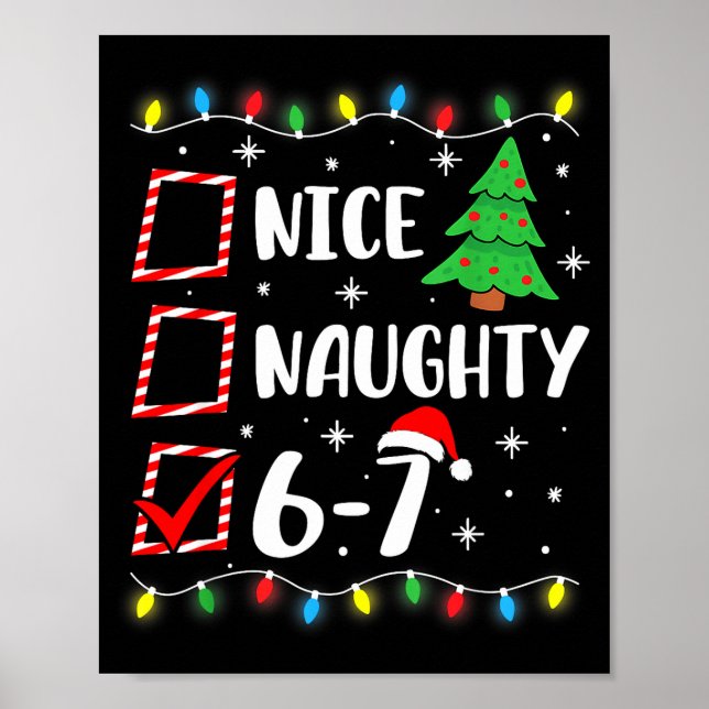 Poster 6-7 Meme Nice Naughty 67 Christmas Brain Rot Funny (Frente)