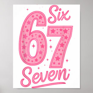 Poster 6 7 Número 67 Rosa Seis Sete Meme Gíria Mulheres C