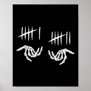 Poster 6 7 Seis Sete Marcas de Contagem Esqueleto 67 Mãos