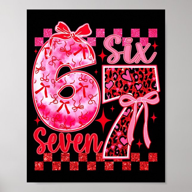 Poster 6 7 Seis Sete Meme Coquete Laço Coração de Leopard (Frente)