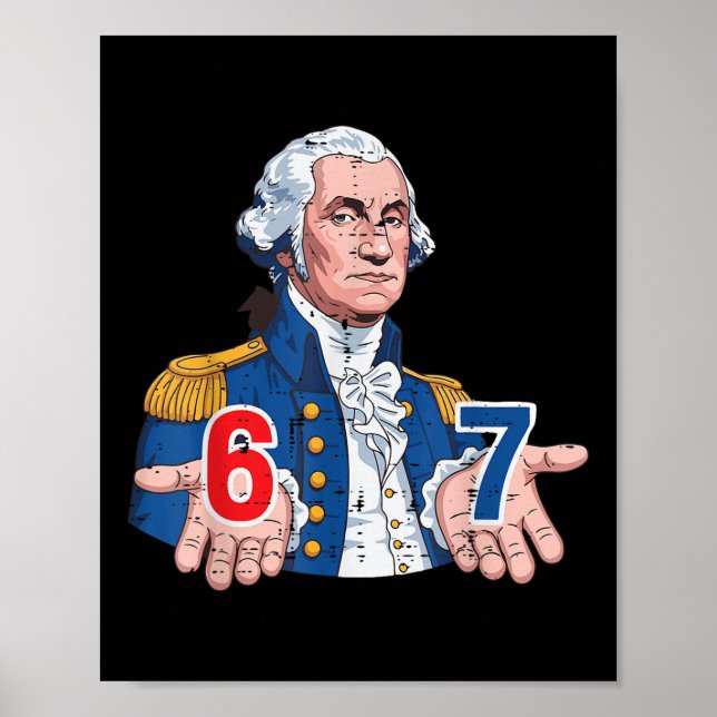 Poster 6 7 Washington Funny 67 Costume Meme Six Seven Kid (Frente)