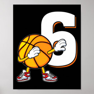 Poster 6 Birthday Bysketbyll Player Dabbing, 6 anos
