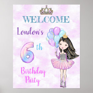 Poster 6 Birthday Girl Princess Lavanda Turquoise