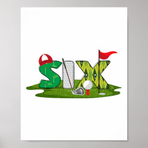Poster 6 Birthday Golf Theme 6 Anos Crianças Velhas Parte