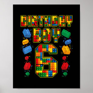 Poster 6 Birthday Master Builder 6 anos