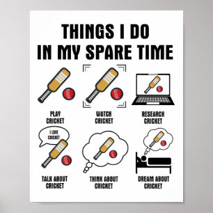 Poster 6 Coisas que Faço no Meu Tempo Livre - Críquete 