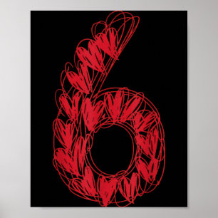 Poster 6 Doce 67 Corações Desenhados à Mão Dia dos Namora