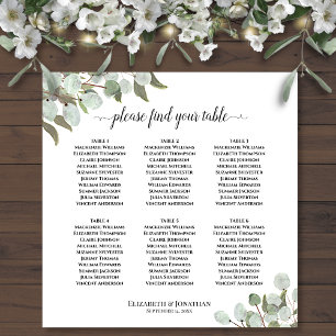 Poster 6 Gráfico de Casamento de Mesa Eucalyptus Rustic