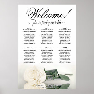 Poster 6 Gráfico de Casamento de Rosa Branca Elegante Mes