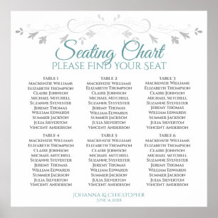 Poster 6 Gráfico de Casamento Elegante de Teal e Cinzas d