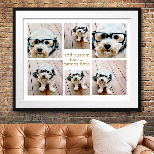 Poster 6 Mínimo de Colagem de Fotos - Dourada e Grade Bra (Custom Photo Collage Poster)