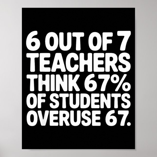 Poster 6 Out Of 7 Teachers Funny 67 Six Seven Meme Teache (Frente)