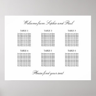 Poster 6 Tabela Gráfico de Assentos Minimalista Elegante