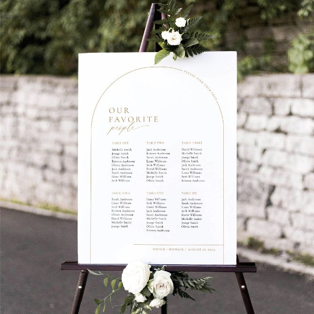Poster 6 Tabelas Carta de Assentos Bem-vindo (Elegant Arch Seating Chart Our Favorite People)