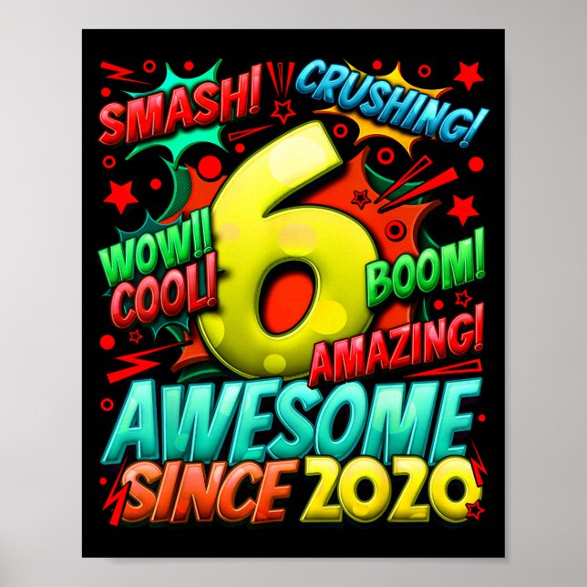 Poster 6 Year Old For Boys 6th Birthday Boy 6 Year Old Bo (Frente)