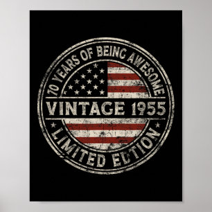 Poster 70º Aniversário Vintage 1955 Edição Limitada Améri