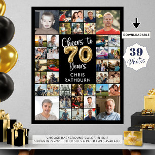 Poster 70 Aniversário 39 Fotocolagem Alegra a 70 Anos