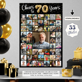 Poster 70 Aniversário 55 Fotocolagem Alegra a 70 Anos