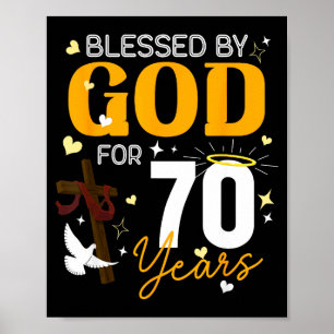 Poster 70 Aniversário Abençoado Por Deus Por 70 Anos De I