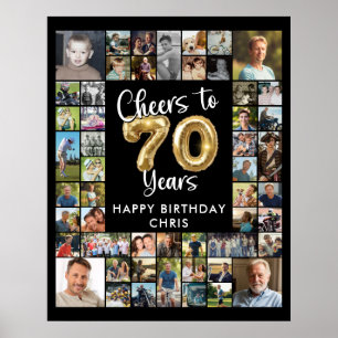 Poster 70 Birthday 51 Photo Collage Saúde a 70 Anos