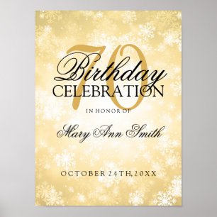 Póster 70 Birthday Dourado Winter Wonderland