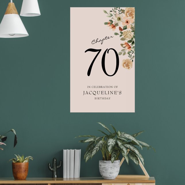 Poster 70 Birthday Vintage Floral (Sala de Estar 1)