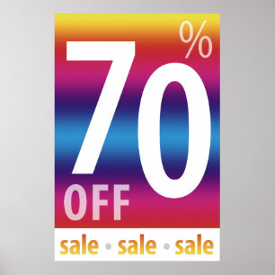 Póster 70% poderoso FORA do sinal   da VENDA colorido