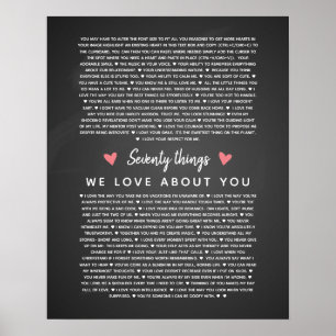 Poster 70 razões pelas quais amamos seu presente de aniv