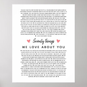 Poster 70 razões pelas quais amamos seu presente de aniv