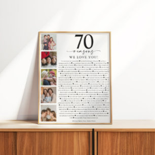 Póster 70 Razões pelas Quais Nós Amamos Você Aniversário 