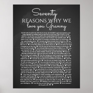 Poster 70 razões pelas quais nós te amamos com o quadro