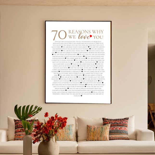 Poster 70 razões pelas quais nós te amamos presente de an (Criador carregado)