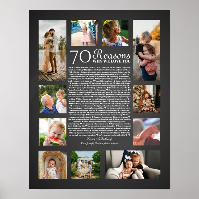 Poster 70 razões pelas quais nós te amamos presente de an (Frente)