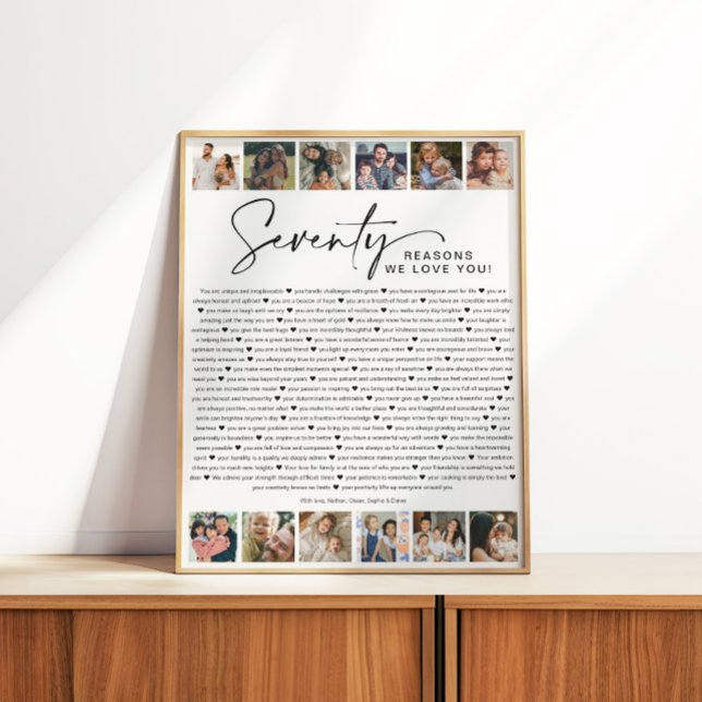 Póster 70 Reasons We Love You Birthday Photo Collage (Criador carregado)