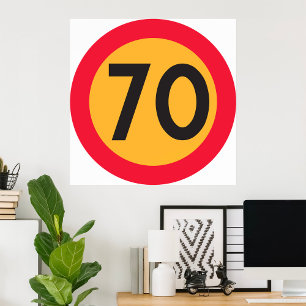 Poster 70 Sinal de velocidade-limite de circulação rodovi