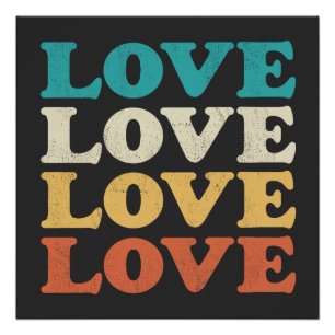Póster 70s Love Retro Distress Repeat Type (Repetição com
