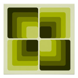 Póster 70s Rainbow Squares Monochrome Green