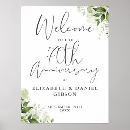 Poster 70th Wedding Anniversary Greenery Welcome Sign