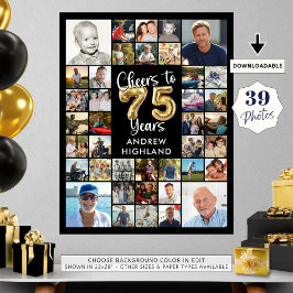 Poster 75. º aniversário 39. Foto colagem Cheers to 75 an