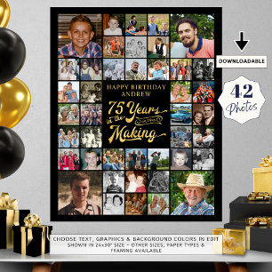 Poster 75. º aniversário 42 anos de colagem de fotos no F