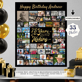 Poster 75. º aniversário 55 anos de colagem de fotos no F