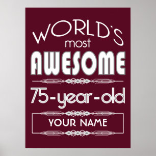 Póster 75.º aniversário Mundos Melhor Vermelho Escuro Fab