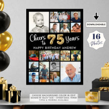 75.º aniversário Preto Dourado 16 Fotografias Aleg