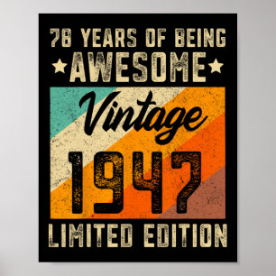 Poster 78. º Aniversário do Men 78 Anos Mulheres de 1947 