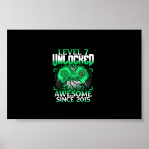 Poster 7 Birthday Boy Video Gamer Nível 7 Desbloqueado