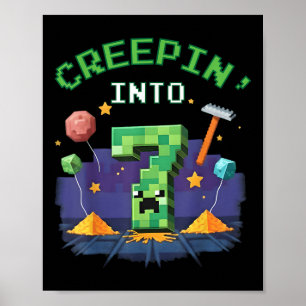 Poster 7 Birthday Gamer Pixel Creepin In 7 Video Game